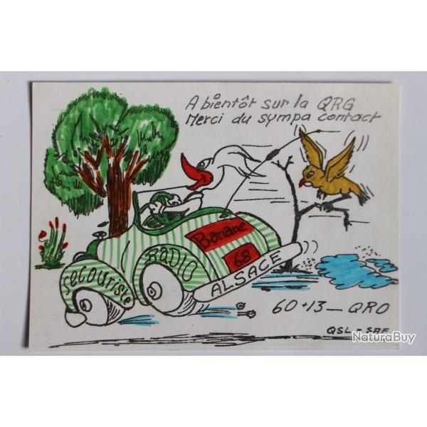 Carte postale QSL Radio Amateur Alsace Banane 68