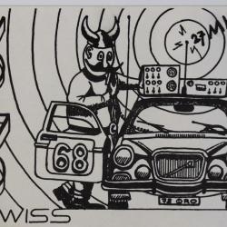 Carte postale QSL Radio Amateur Suisse Volvo 68 automobile