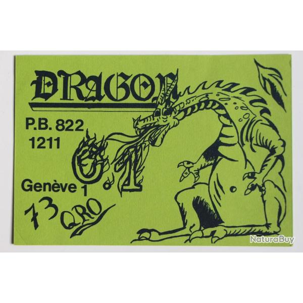 Carte postale QSL Radio Amateur Suisse Dragons Gen�ve