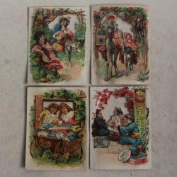 Quatre chromos ajour&eacute;s chocolat SUCHARD