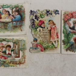 Quatre chromos ajour&eacute;s chocolat SUCHARD