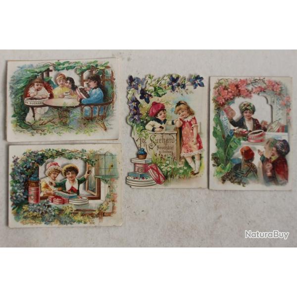 Quatre chromos ajour�s chocolat SUCHARD