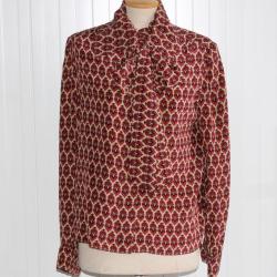 HERMES Chemisier soie imprim&eacute;e &agrave; lavalli&egrave;re femme T40 Blouse