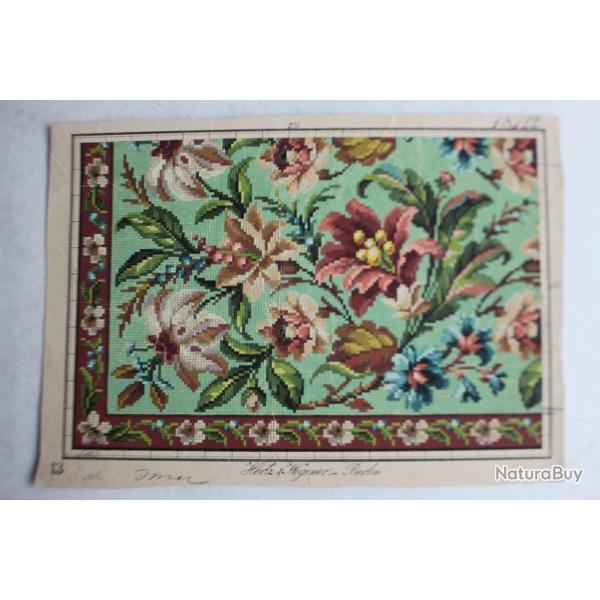 Carton tapisserie Berlin Hertz & Wegener XIXe si�cle broderie couture