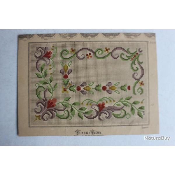 Carton tapisserie de Berlin Heinrich Kuehn XIXe si�cle broderie couture