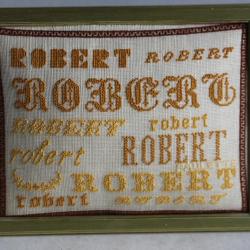 Ancienne broderie ROBERT point de croix ab&eacute;c&eacute;daire