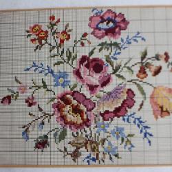 Carton tapisserie de Berlin XIXe si&egrave;cle broderie couture