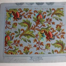 Carton tapisserie de Berlin Heinrich Kuehn XIXe si&egrave;cle broderie couture