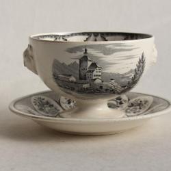 Compotier fa&iuml;ence Ch&acirc;teau de Werdenberg et Roschach Suisse