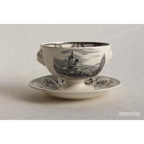 Compotier fa�ence Ch�teau de Werdenberg et Roschach Suisse