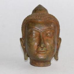 Ancienne T&ecirc;te de Bouddha bronze Asie