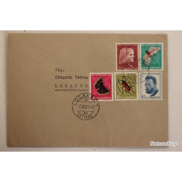 Enveloppe timbres Suisse Pro Juvente 1953 S�rie