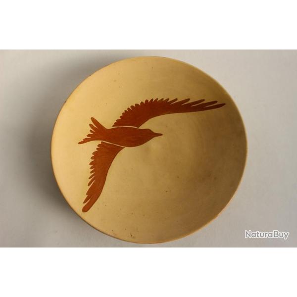 Grande coupe terre verniss�e Oiseau