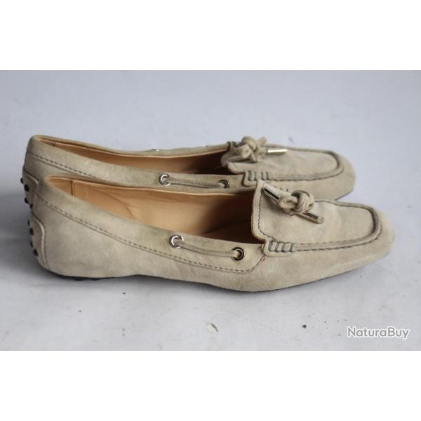 TOD'S mocassins daim beige chaussure femme T35