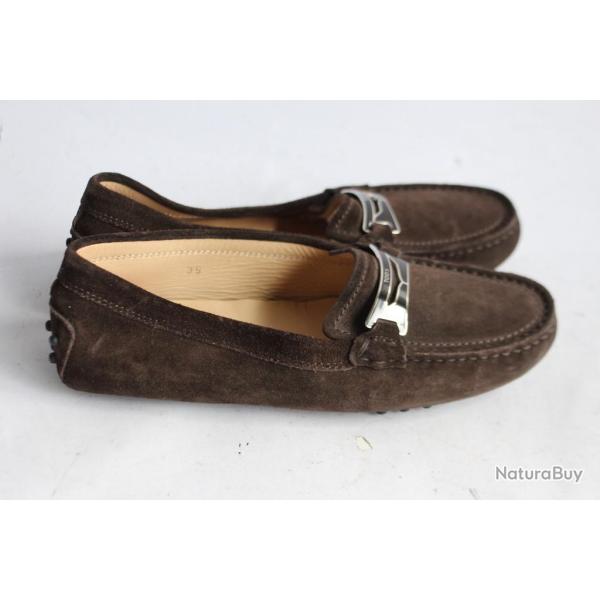 TOD'S mocassins daim marron chaussure femme T35