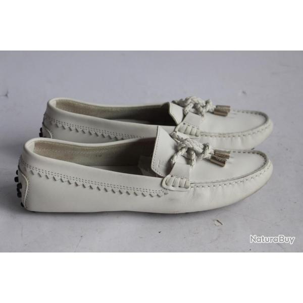 TOD'S mocassins cuir blanc chaussures femme T36