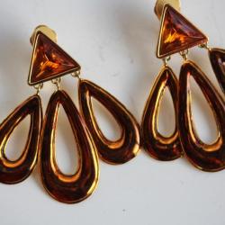 Boucles d'oreilles Clips VOGUE Bijoux fantaisie vintage pendentif