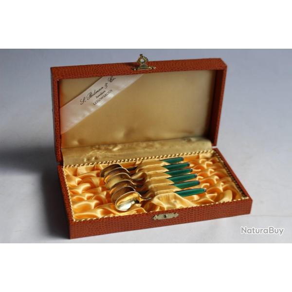 Six petites cuillres  moka vermeil mail design Norvgien