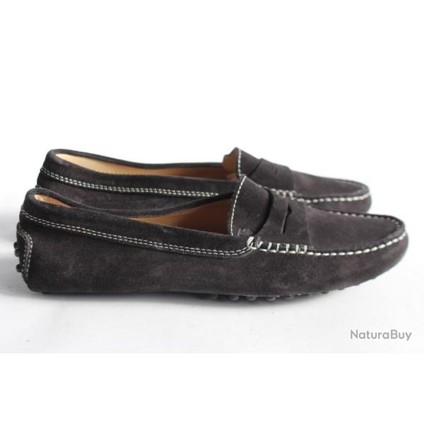 TOD'S mocassins daim noir chaussure femme T35
