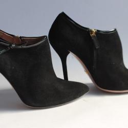 GUCCI Low-boots bottines daim noir chaussure femme T38.5