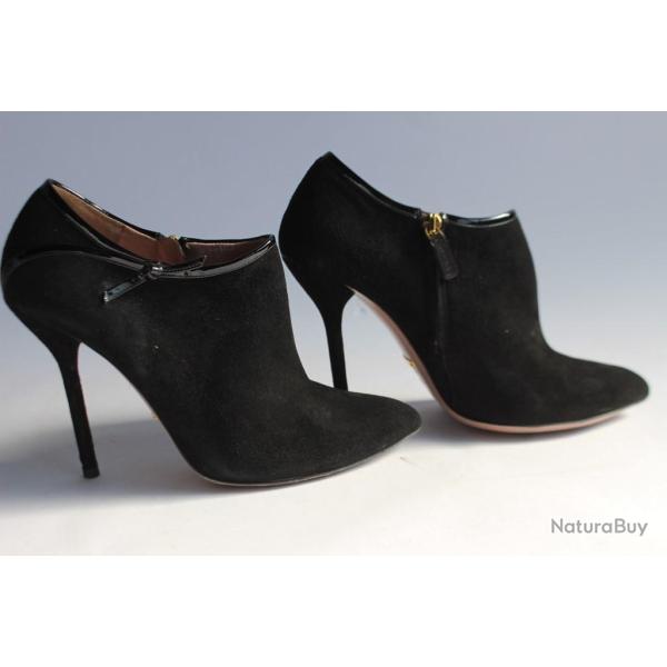 GUCCI Low-boots bottines daim noir chaussure femme T38.5