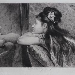 Eau-forte originale La Coquette Alfred STEVENS Flameng