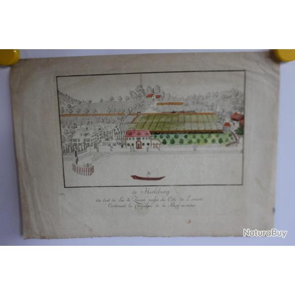 Eau-forte couleur HOFMEISTER Herliberg au bord du lac de Zurich