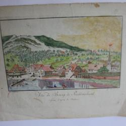 Eau-forte couleur HOFMEISTER Vue de Bourg de Richtenschweil