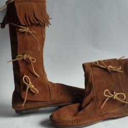 Bottes cuir marron Taos Boots à franges chaussures femmes T41