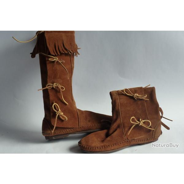 Bottes cuir marron Taos Boots � franges chaussures femmes T41