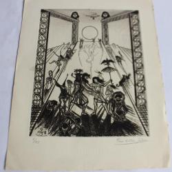 Eau forte originale Pino Della Selva Nuit magique 1958