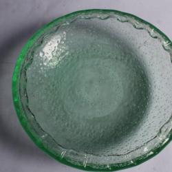 DAUM grande coupe verre vert bullé  Art déco