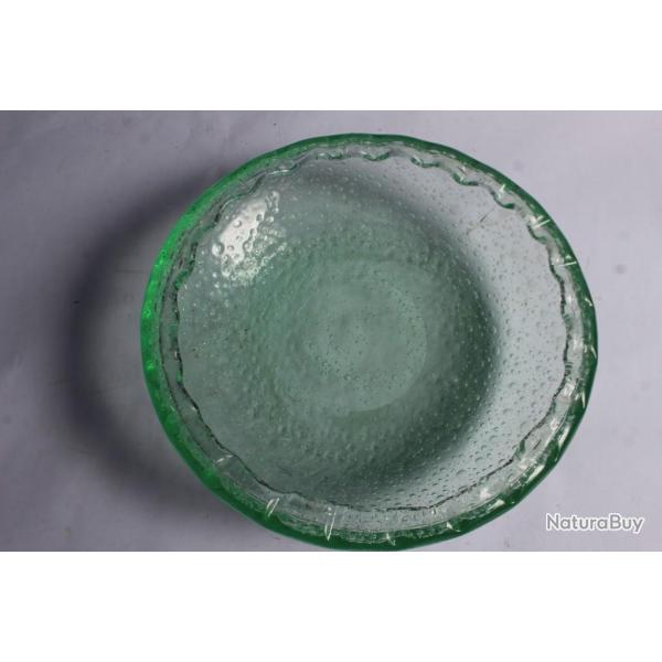 DAUM grande coupe verre vert bull�  Art d�co