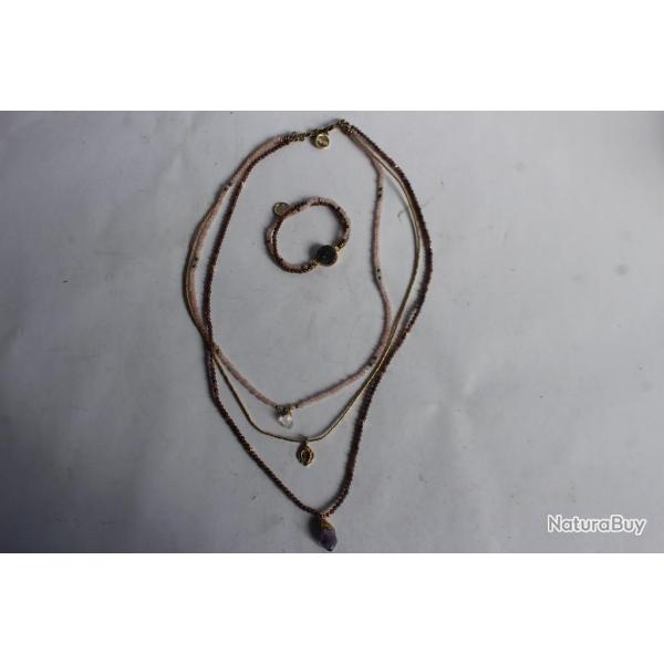 Parure collier + bracelet EXOAL Peace pierres v�ritables bijoux