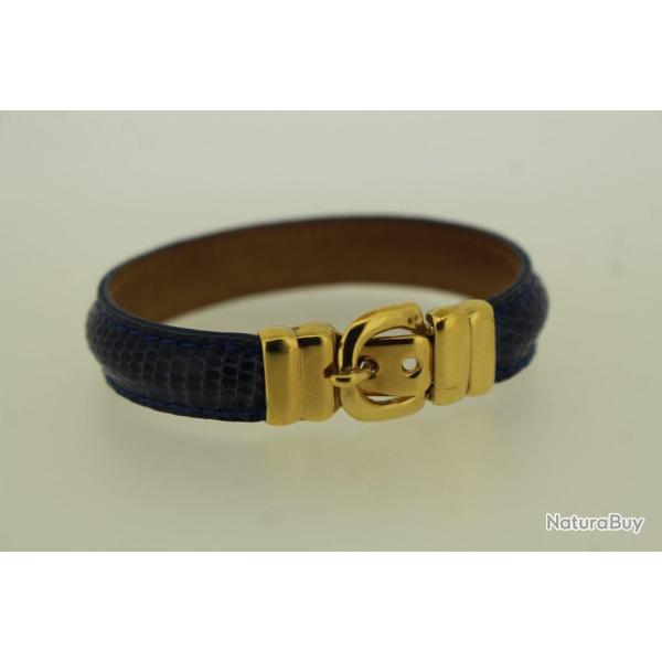 ALBANU Bracelet l�zard bleu marine Monaco bijoux