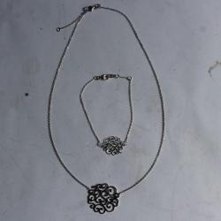 Parure collier + bracelet argent 925 bijoux