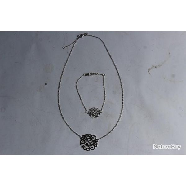 Parure collier + bracelet argent 925 bijoux