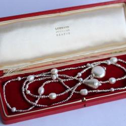 Collier long sautoir argent perles de culture bijoux