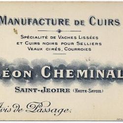 Carte avis de passage Manufacture de cuirs Saint-Jeoire Hte-Savoie