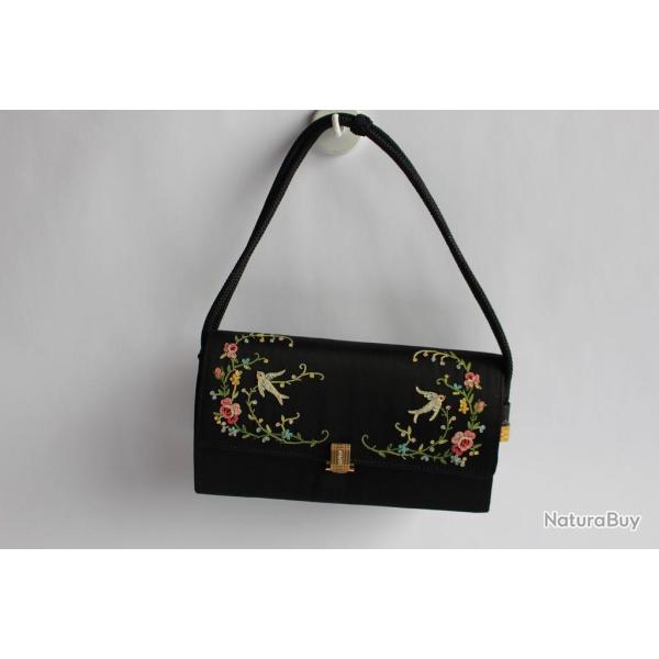Sac soie noir brod� BOREL Paris 1920/30