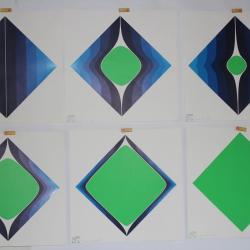 CANDOLFI Serge suite 6 sérigraphies design Rouge Bleu limitée 50ex.