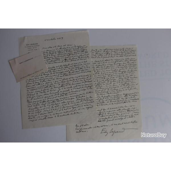 Lettre sign�e par Edy Legrand 1959