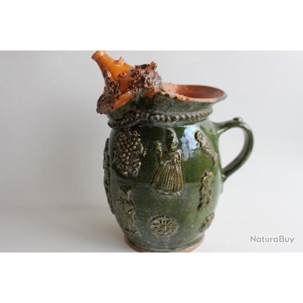 Pichet terre verniss�e Faune Art populaire Autriche XIXe si�cle