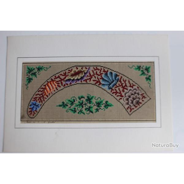 Carton tapisserie de Berlin Gr�nthal XIXe si�cle broderie couture