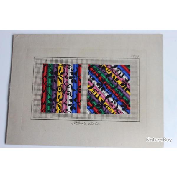 Carton tapisserie de Berlin P. Tr�be XIXe si�cle broderie couture