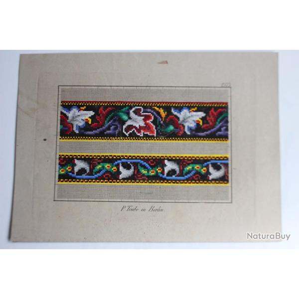 Carton tapisserie de Berlin P. Tr�be XIXe si�cle broderie couture