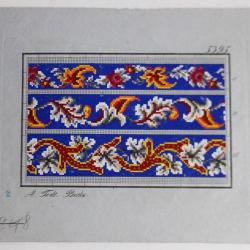 Carton tapisserie de Berlin A. Todt XIXe siècle broderie couture