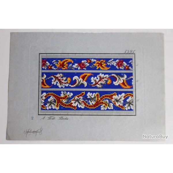 Carton tapisserie de Berlin A. Todt XIXe si�cle broderie couture