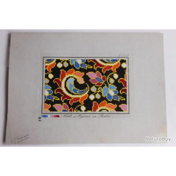 Carton tapisserie Berlin Hertz & Wegener XIXe si�cle broderie couture