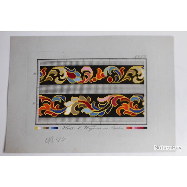 Carton tapisserie Berlin Hertz & Wegener XIXe si�cle broderie couture